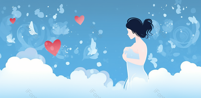 蓝色清新温馨母亲节母爱温馨温暖关爱背景云彩爱心红心,插画/手绘图,插画/手绘图库,插画/手绘图下载,插画/手绘